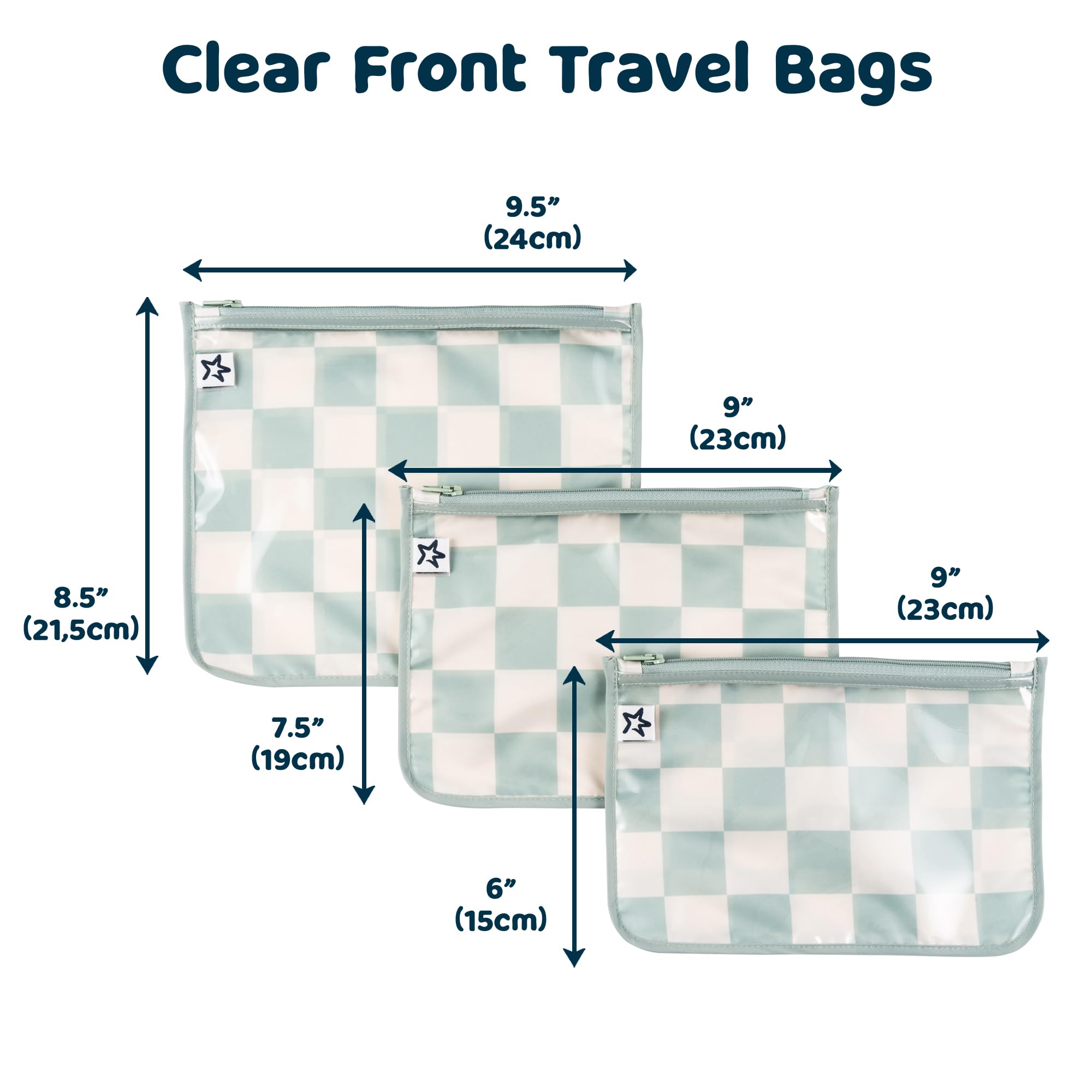 Large pouch in Sage Checkers set, ideal for diapers on the go.
