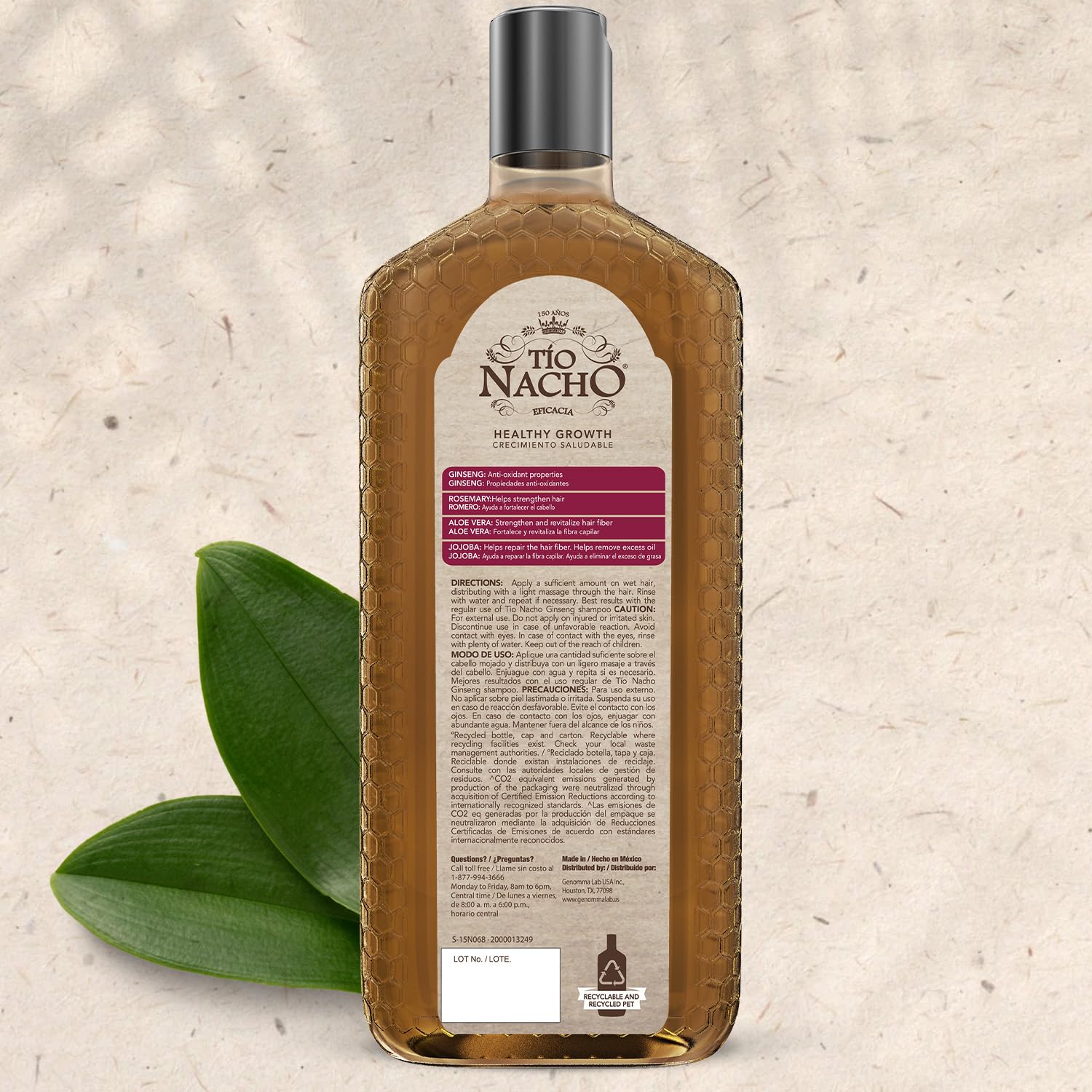Tío Nacho brillo saludable tras uso regular y suave manejo del cabello.