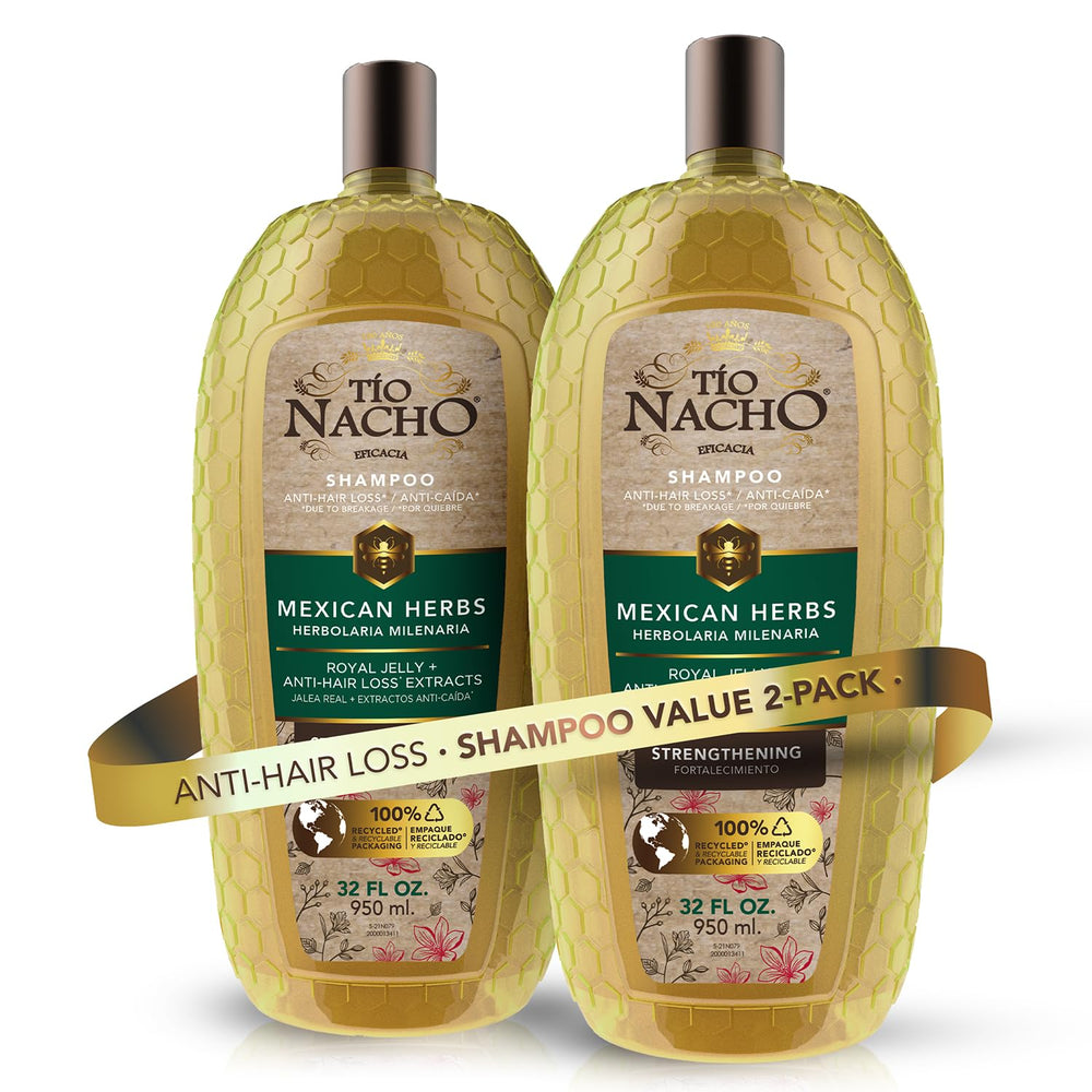 Tio Nacho shampoo bottle featuring rosemary and royal jelly for nourished scalp.