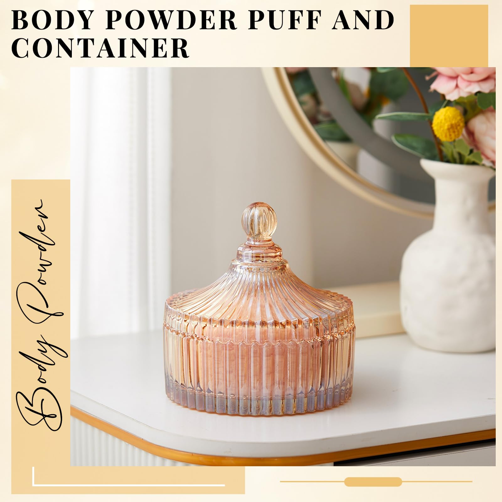 Tioncy glass crystal container in amber for stylish storage