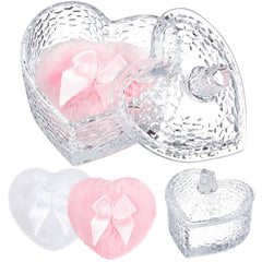 Tioncy hammered heart crystal puff container for elegant powder storage