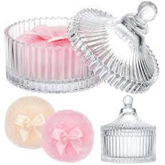 Tioncy large powder puff set with glass container for smooth, even powder application.