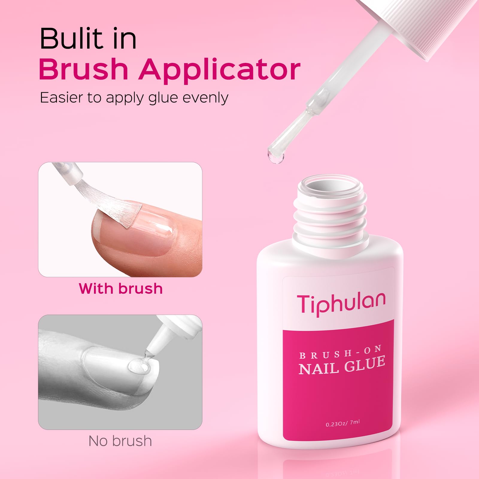 TIPHULAN pegamento uñas press-on secado rápido para fijación duradera.