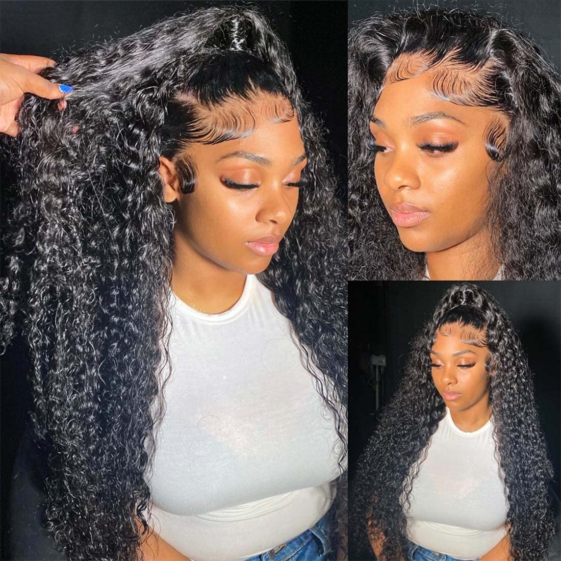 Tipiuli Deep Wave Wig HD lace close-up for seamless scalp
