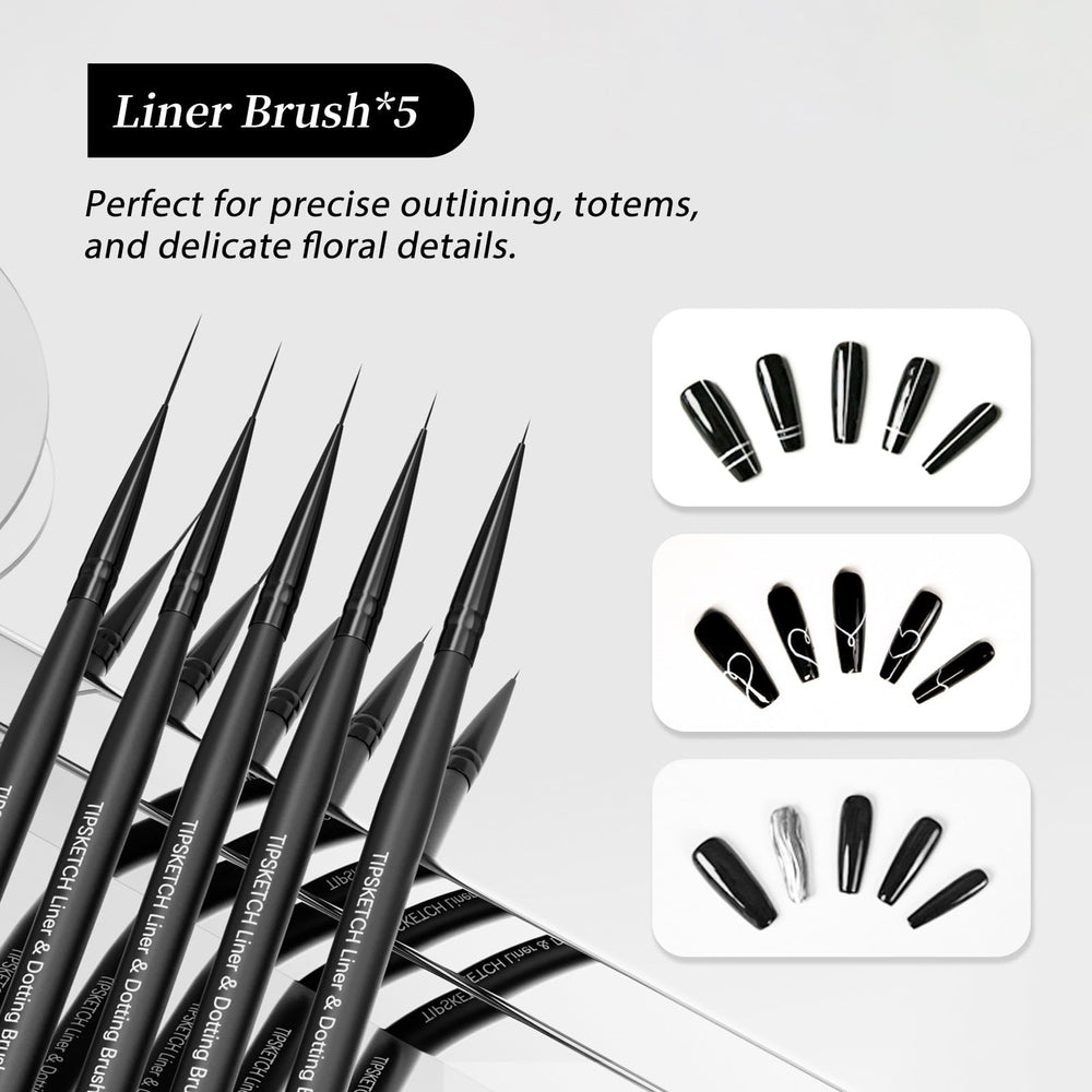 Tipsketch 12mm liner brush ideal for delicate tips and designs.