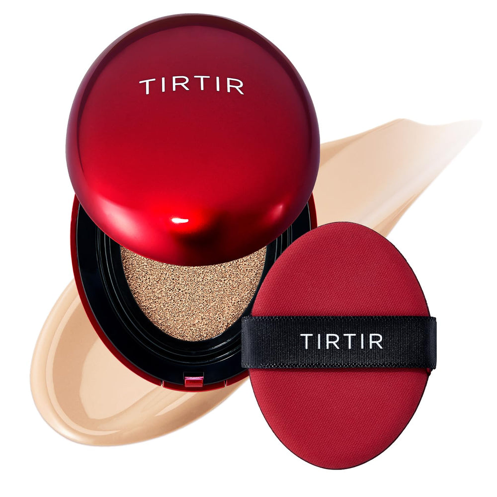 TIRTIR base en cojín rosado con glow satinado para piel radiante.