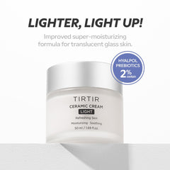 Frasco de 50 ml de TIRTIR Ceramic Cream Light para uso diario.