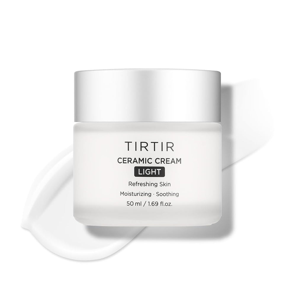 TIRTIR Ceramic Cream Light muestra una textura suave para hidratación y luminosidad.