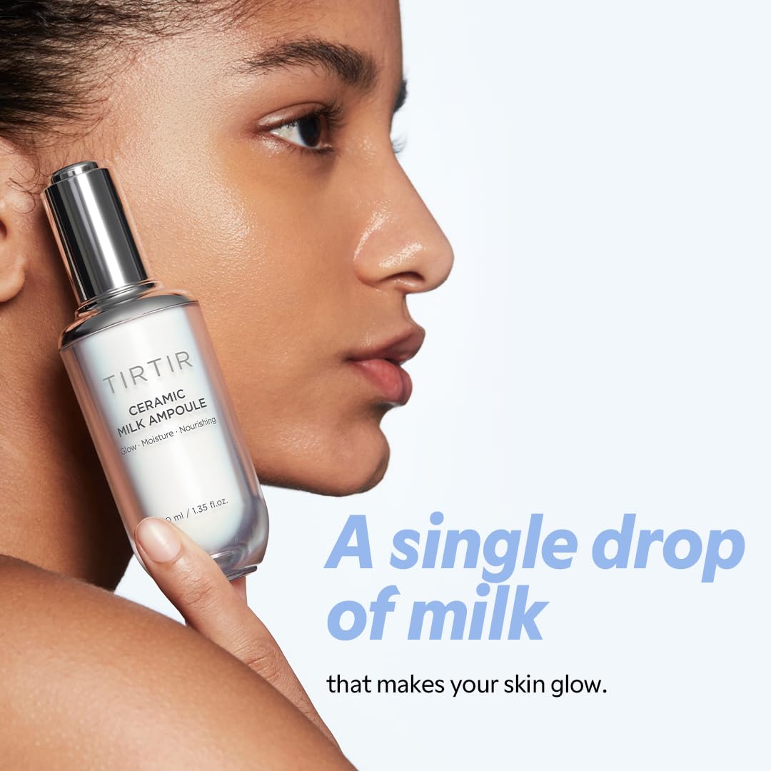 TIRTIR Ceramic Milk Ampoule texture swatch revealing silky, fast-absorbing hydration.