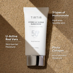 TIRTIR Hydro UV Shield with hyaluronic acid for hydrated skin.