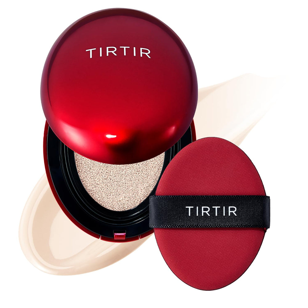TIRTIR Mask Fit Red Cushion compact showing a wide shade range for flawless coverage.