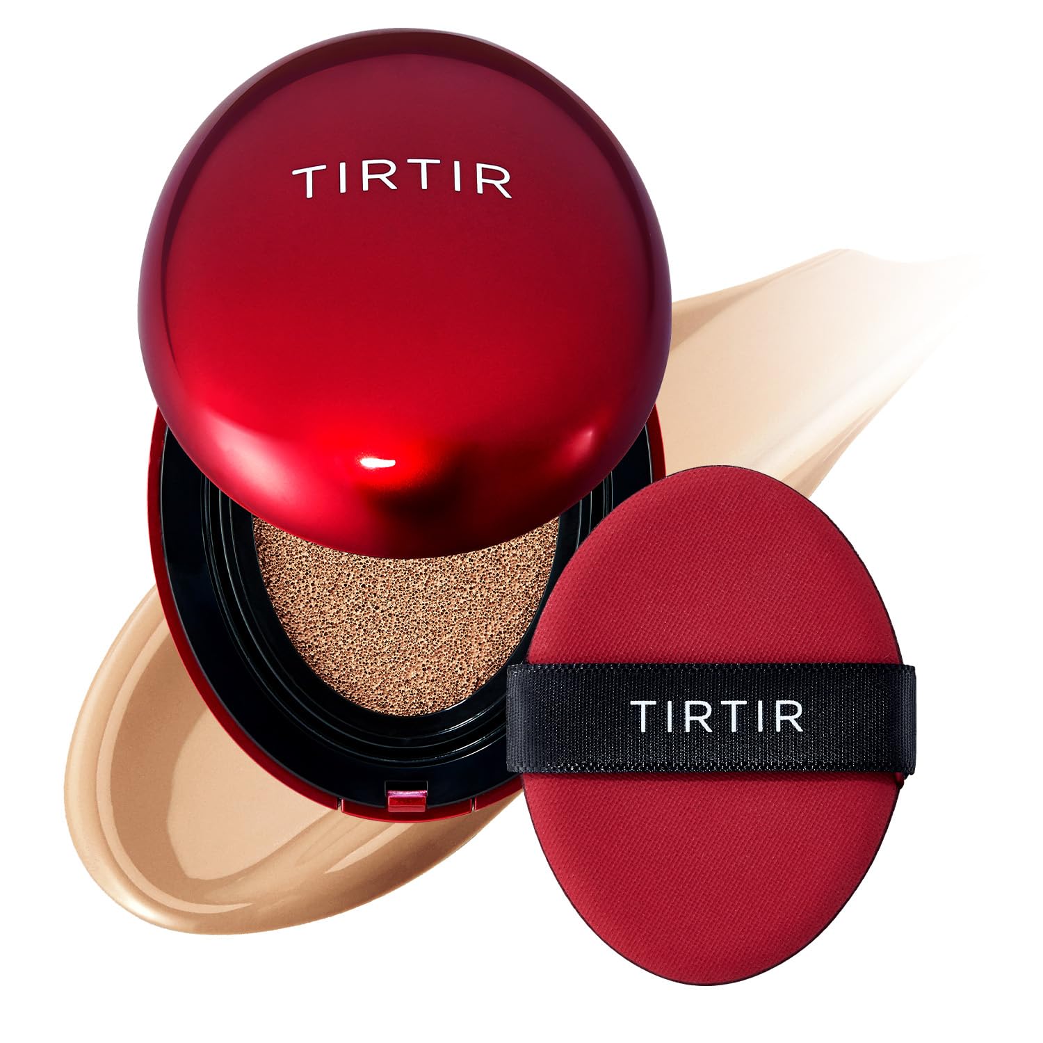 TIRTIR Mask Fit Red Cushion packaging showing the wide shade range for diverse skin tones.