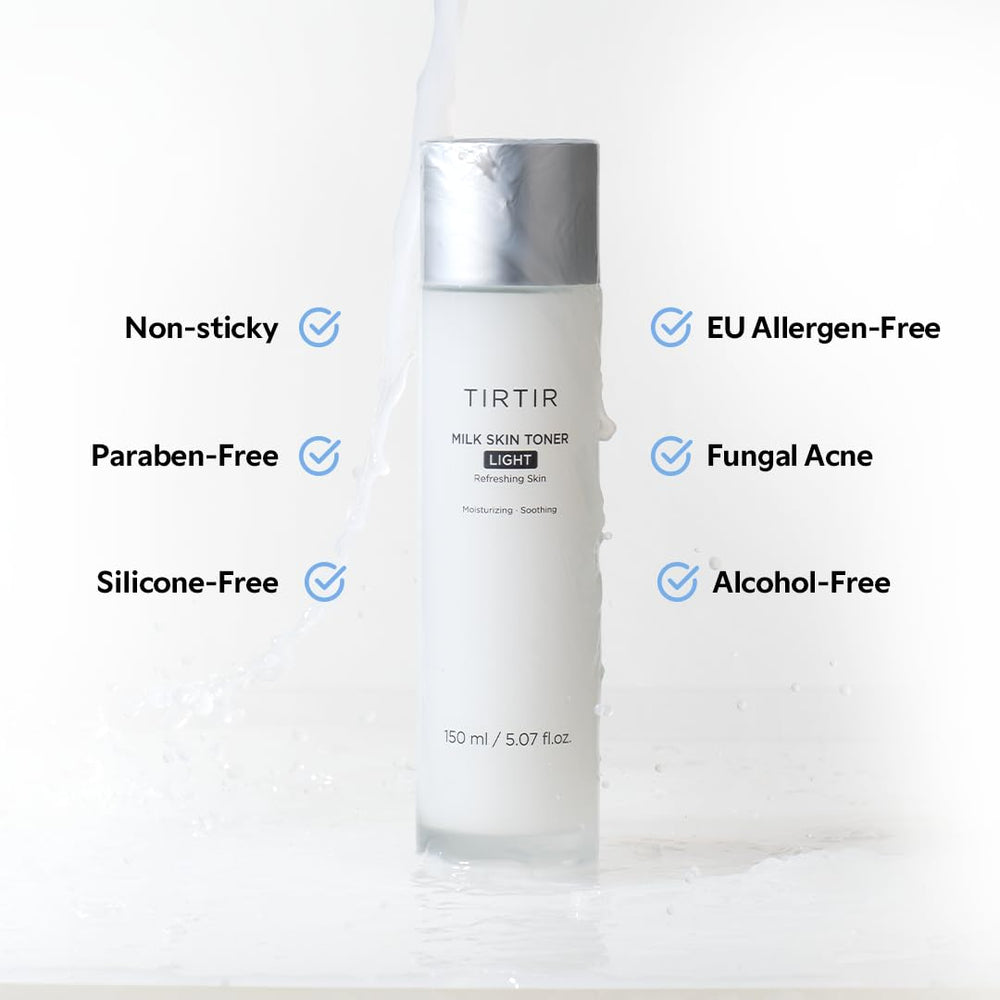 Rutina diaria con TIRTIR Milk Skin Toner Light para una piel hidratada.