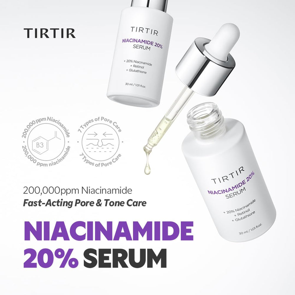 Close-up of TIRTIR Niacinamide 20% Serum texture delivering bright, radiant skin