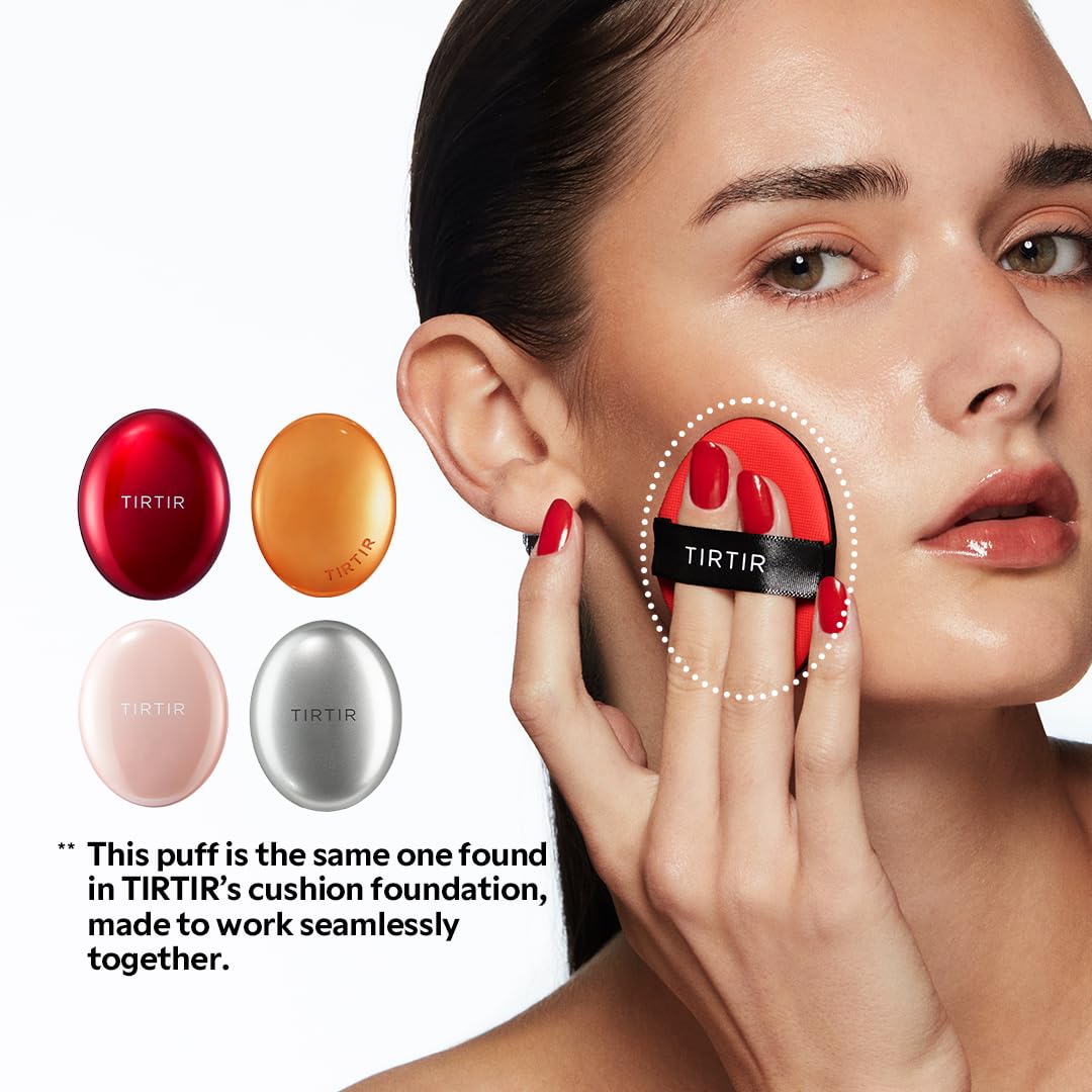 TIRTIR Soft-shell Cushion Puff packaging highlights a portable 5EA set for touch-ups