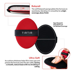 TIRTIR Soft-shell Cushion Puff powder-application demonstrates even coverage