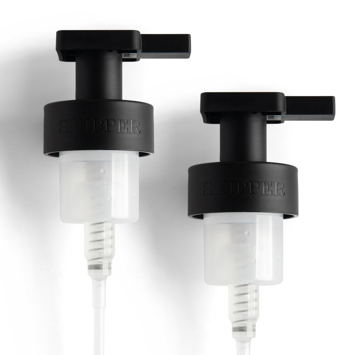 Tirtyl Skipper foaming pump replacement in matte black, ideal for 40mm wide rim dispensers and easy swaps