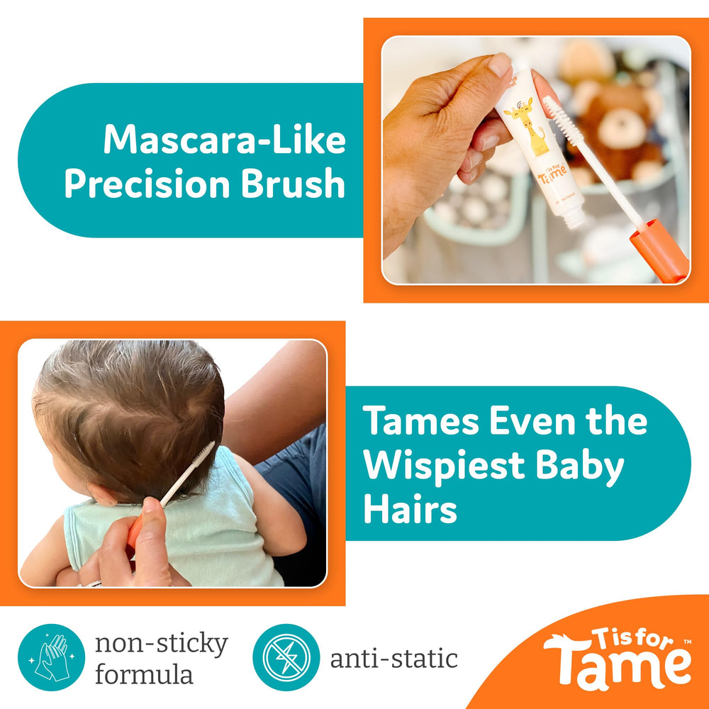 T is for Tame slick back styling stick creates sleek ponytails with light hold.