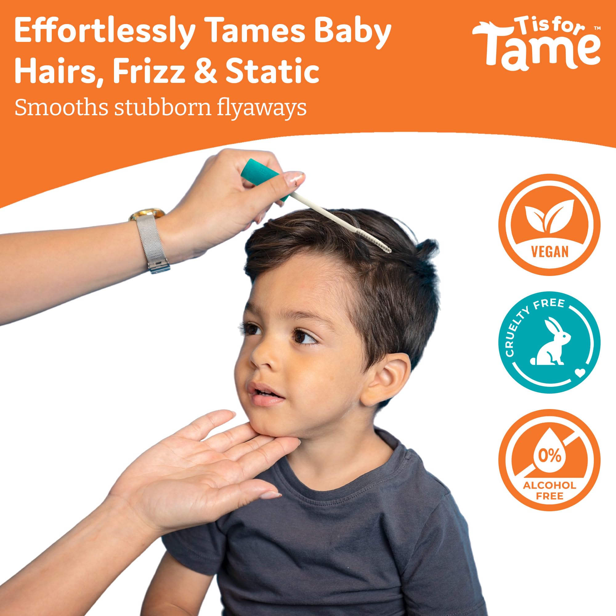 T is for Tame Taming Gel Wand's precise applicator targets stubborn hairs for a polished look.