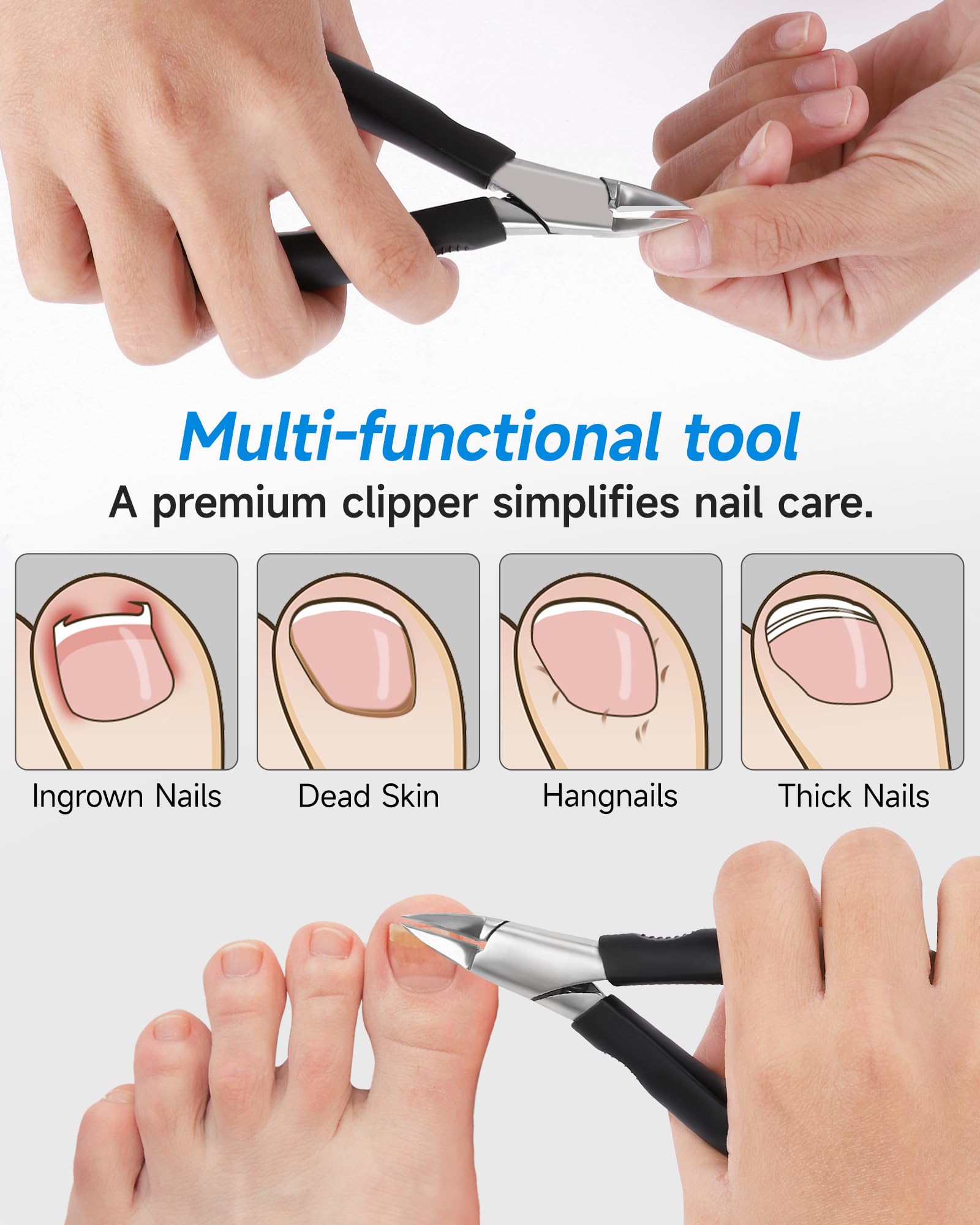 Tisojpod nail clippers for all-in-one trimming needs.