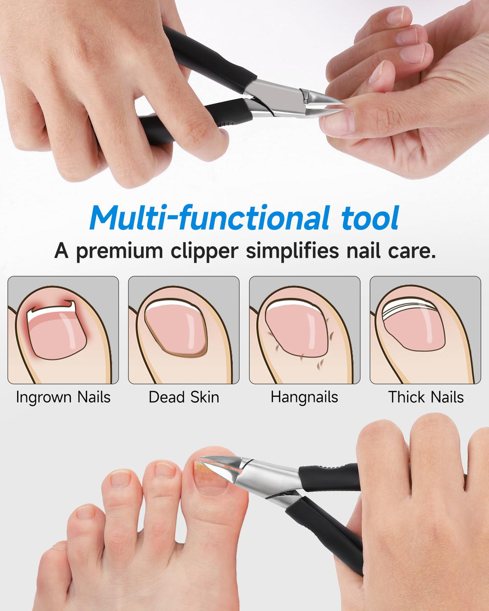 Tisojpod nail clippers for all-in-one trimming needs.