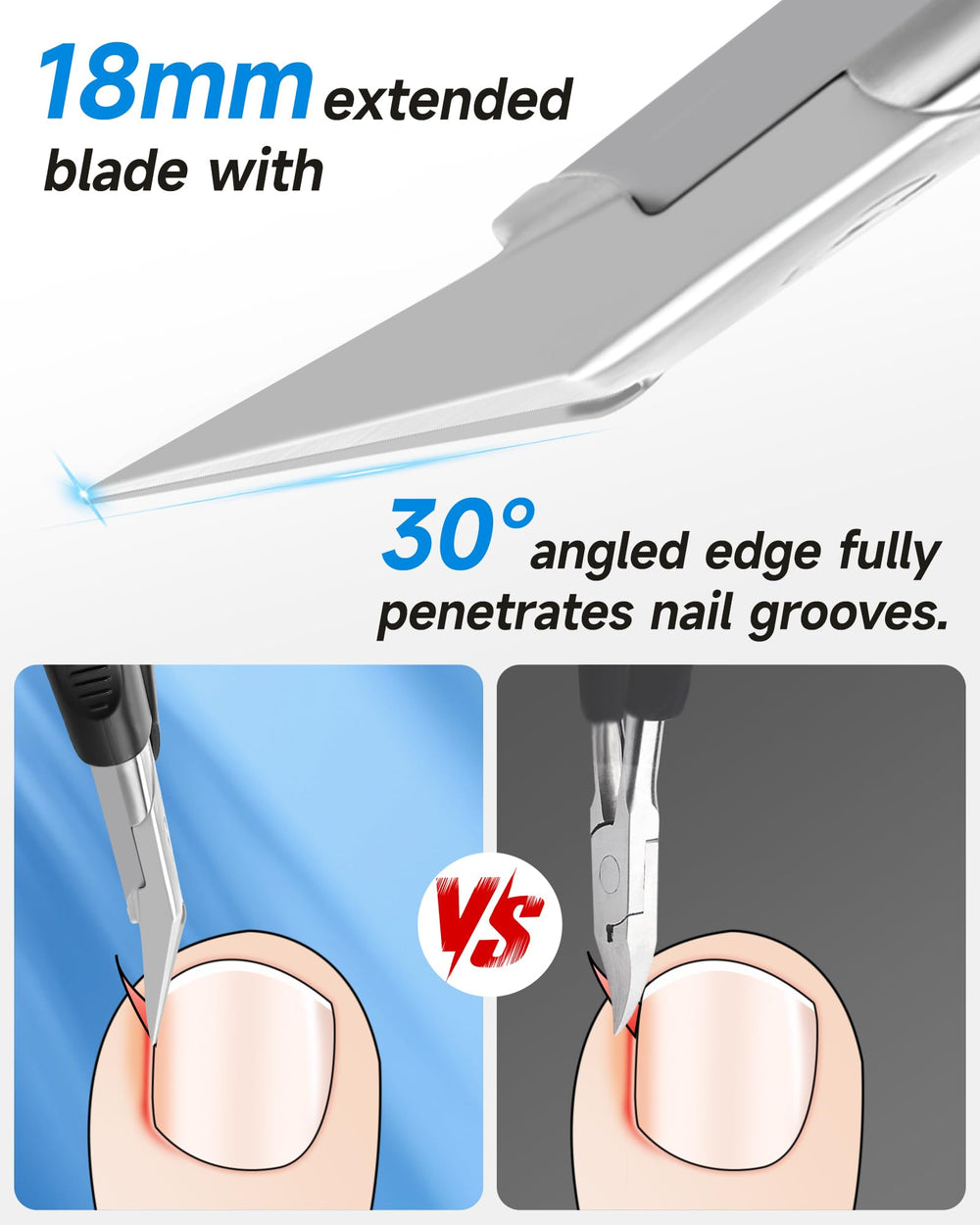 Tisojpod nail clippers featuring angled edge for precise trimming.