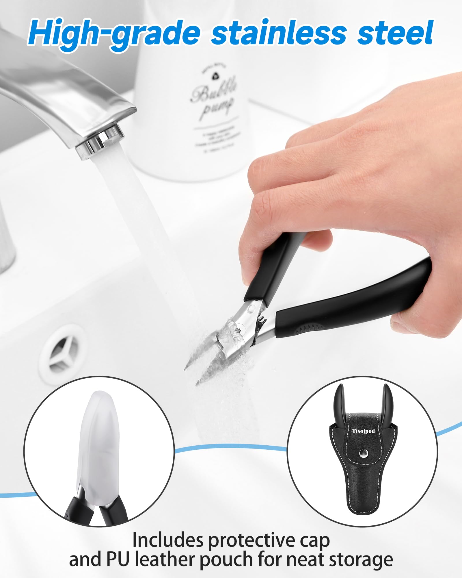 Tisojpod nail clippers with built-in spring to reduce effort.