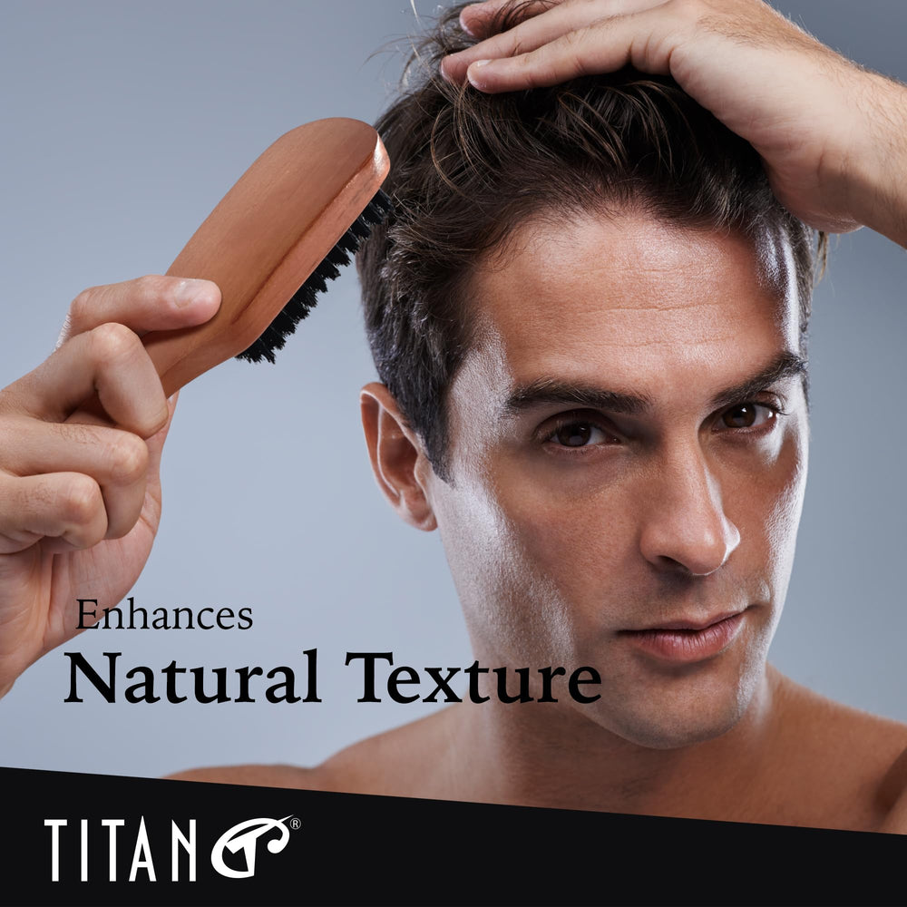 Titan Club Wave Brush in a travel-ready stance for on-the-go grooming.