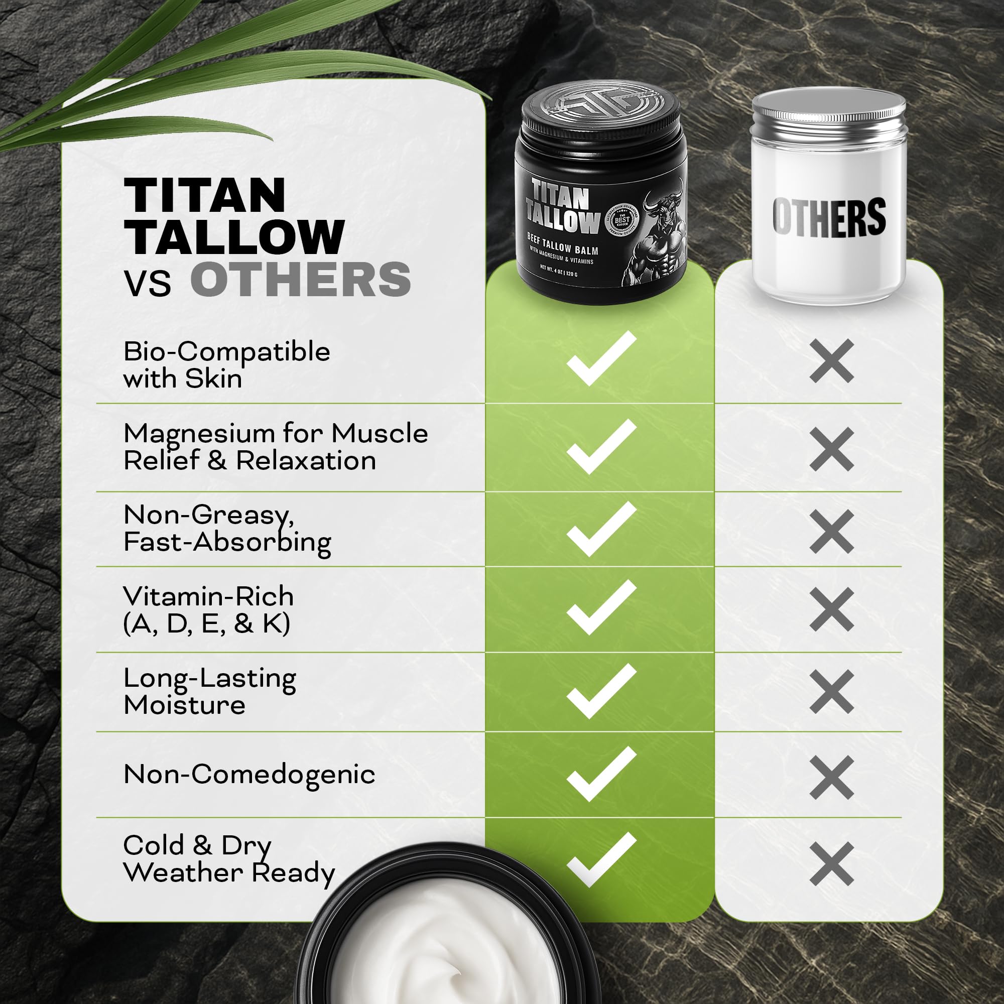 Magnesium visual paired with balm suggesting muscle relaxation potential.