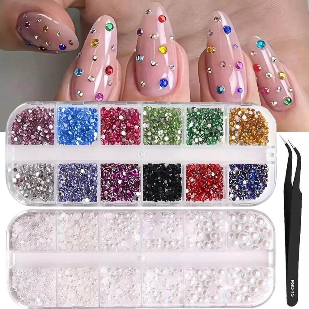 Tiwnefua 24Grid rhinestones boxes for easy DIY nail art.