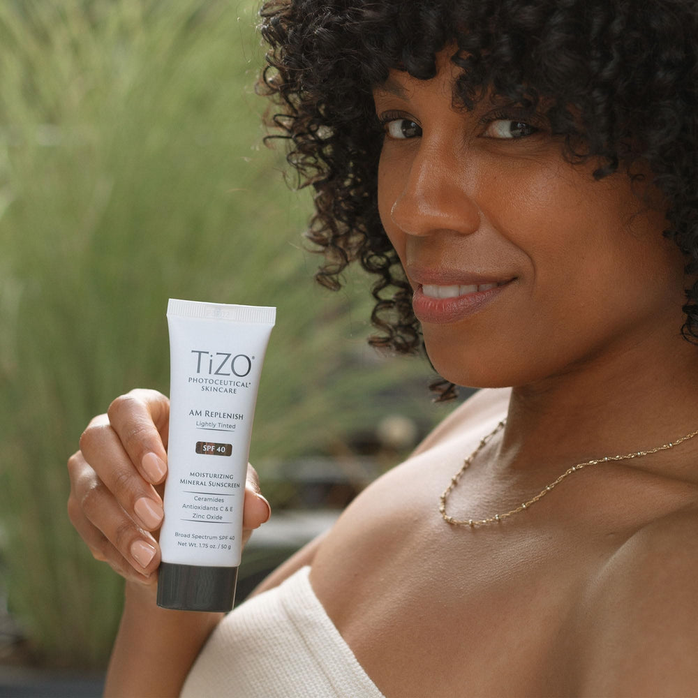 Dispensed pump shot shows TIZO AM Replenish's lightweight feel for daily use.