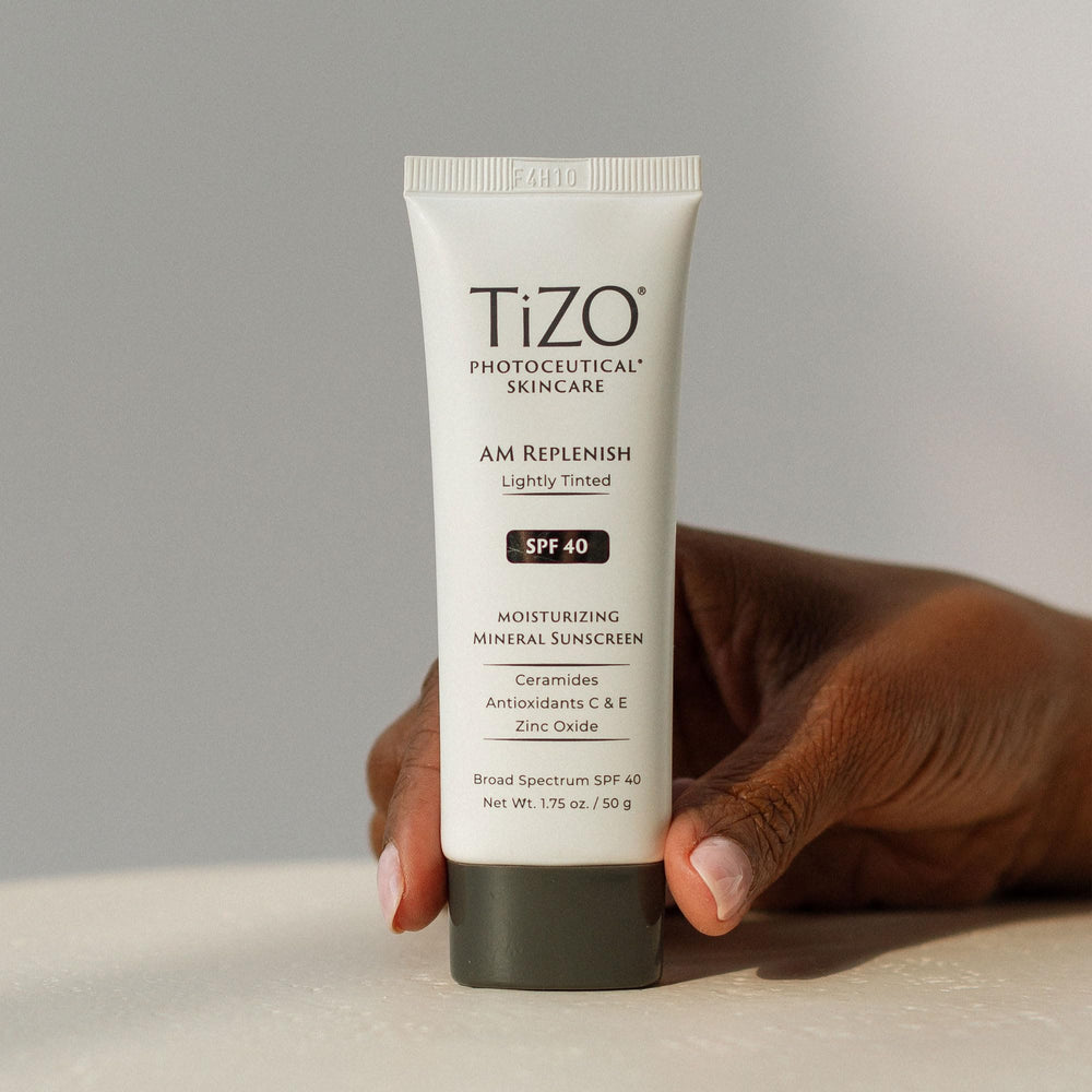 Ceramide focus in TIZO AM Replenish illustrating moisture barrier support.