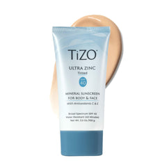 TIZO Ultra Zinc tinted SPF 40 bottle shown for daily protection and easy application