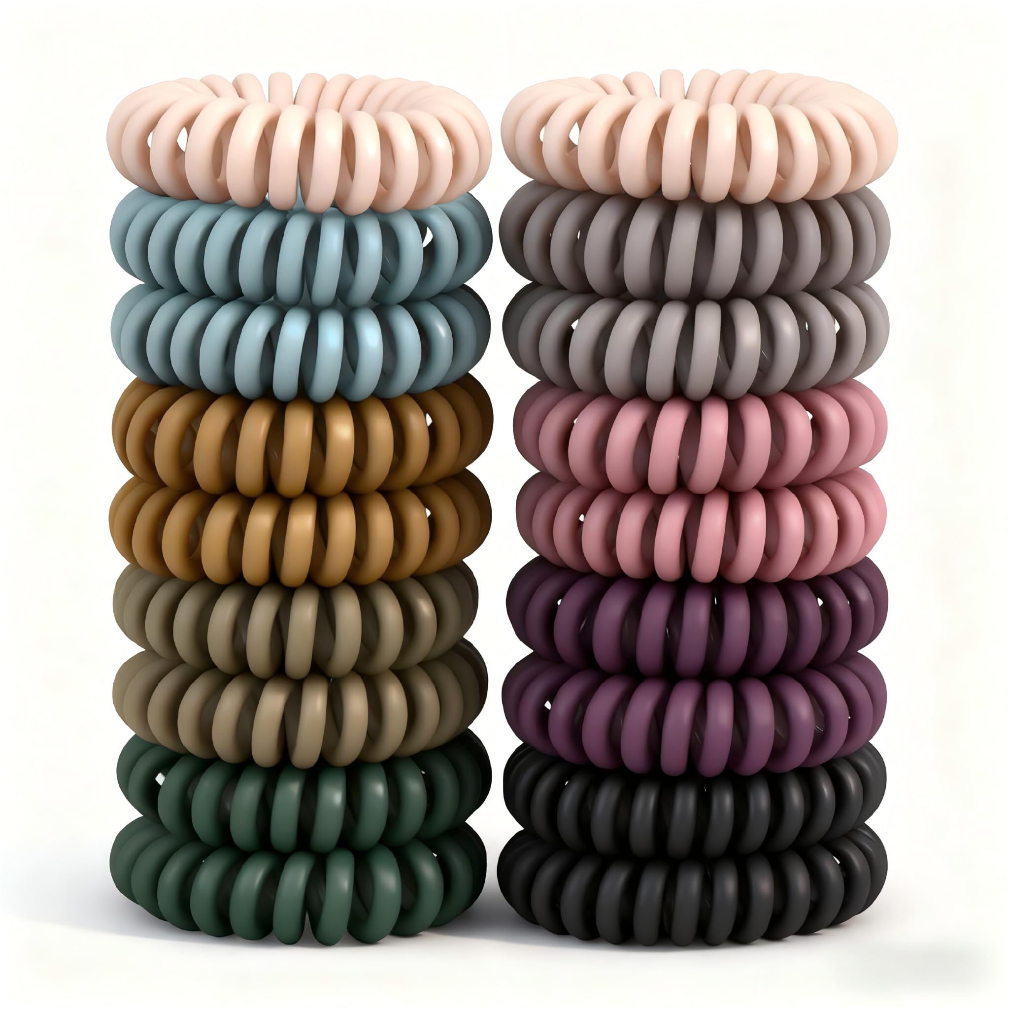 TIZZYT hair ties 18-count matte-spiral collection for versatile styling and no-damage hold.