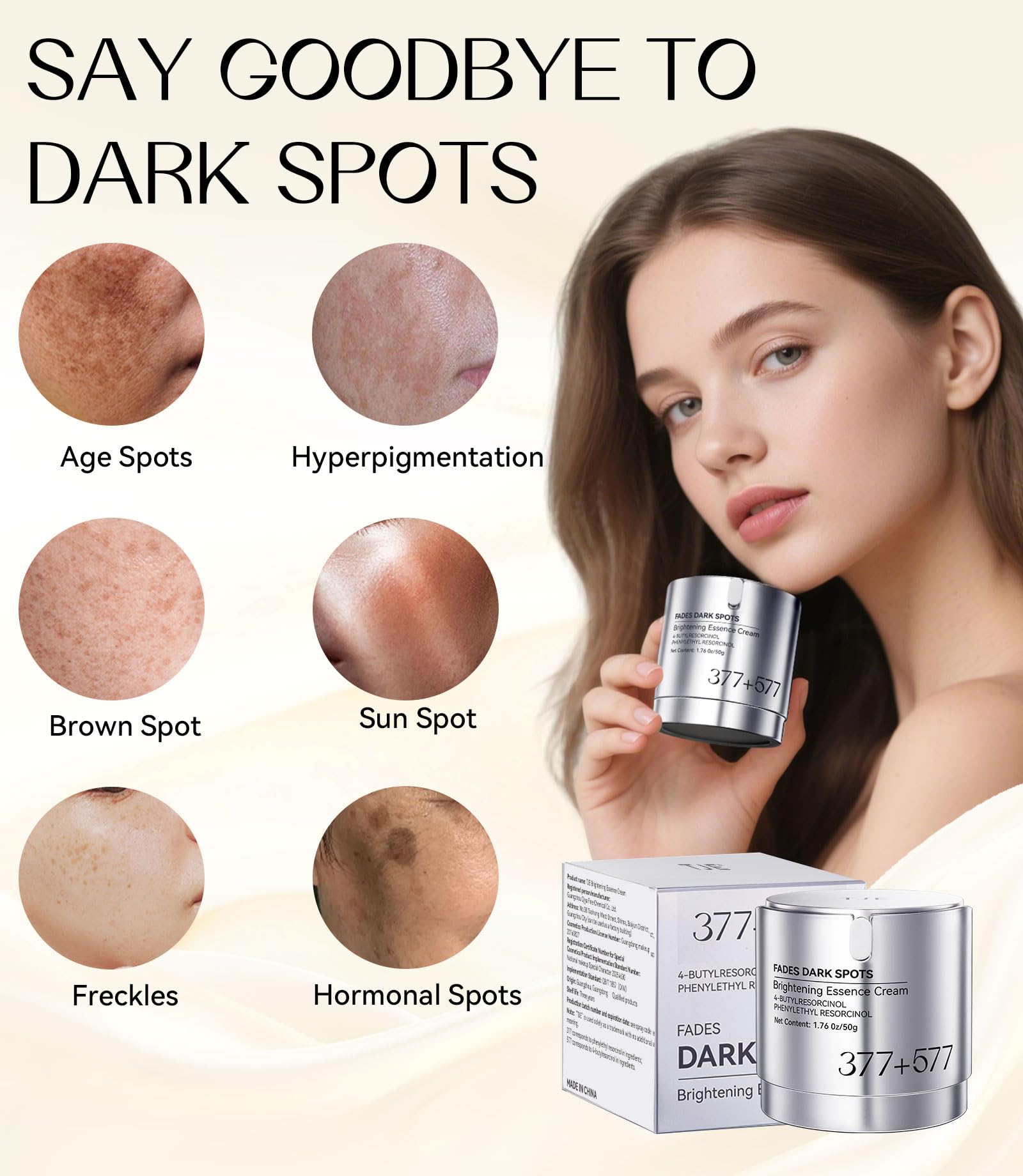Before-and-after image shows fade potential with TJE dark spot remover.