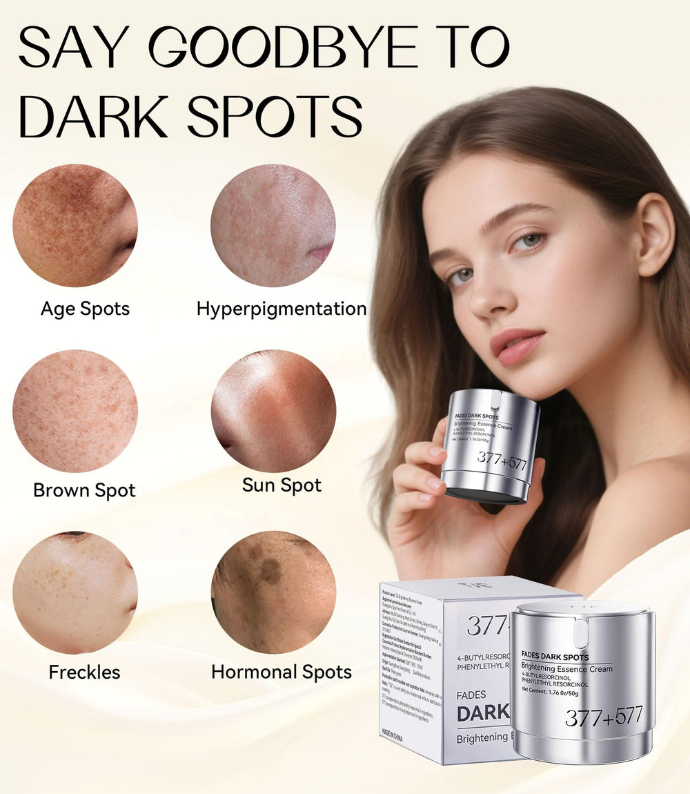 Before-and-after image shows fade potential with TJE dark spot remover.
