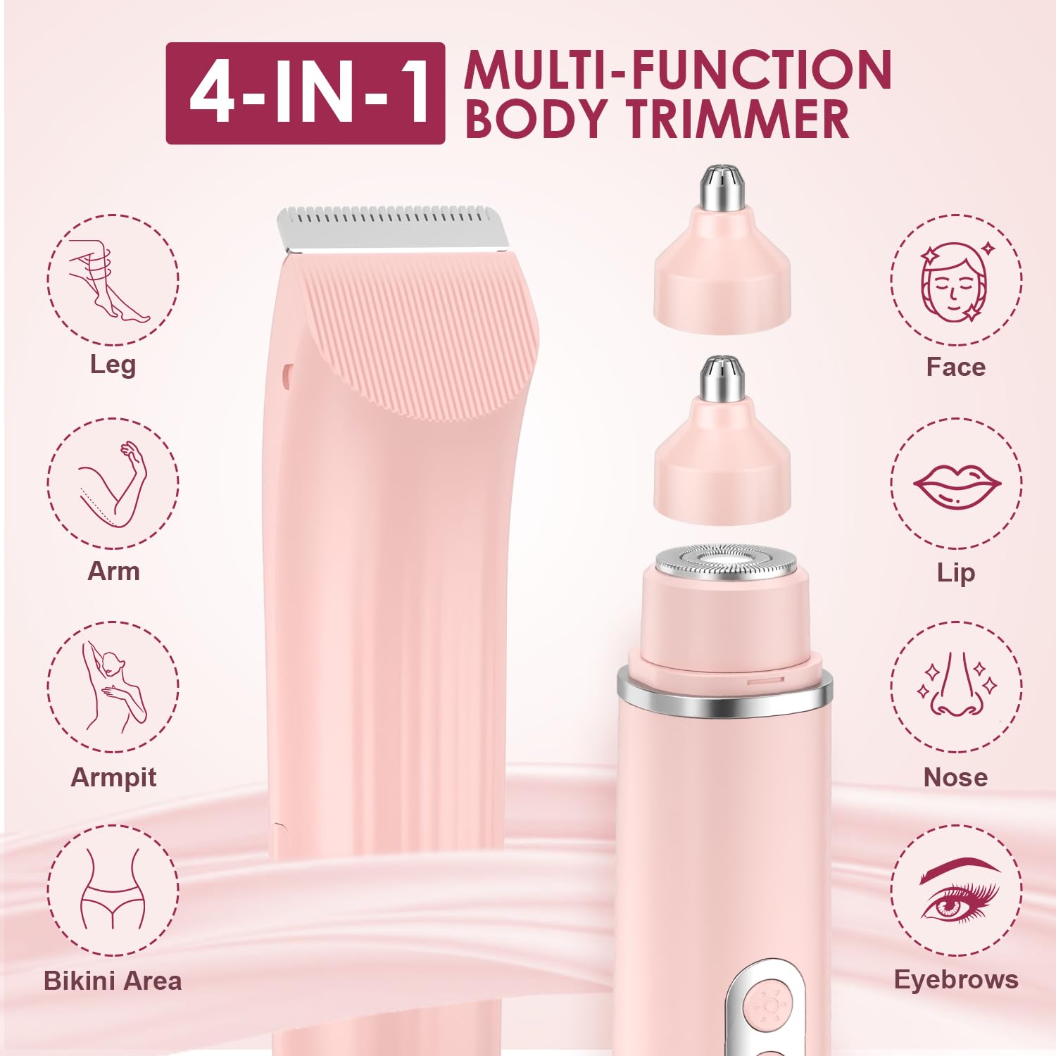 TJJFMM 4-in-1 bikini trimmer facial head for precise facial shaving