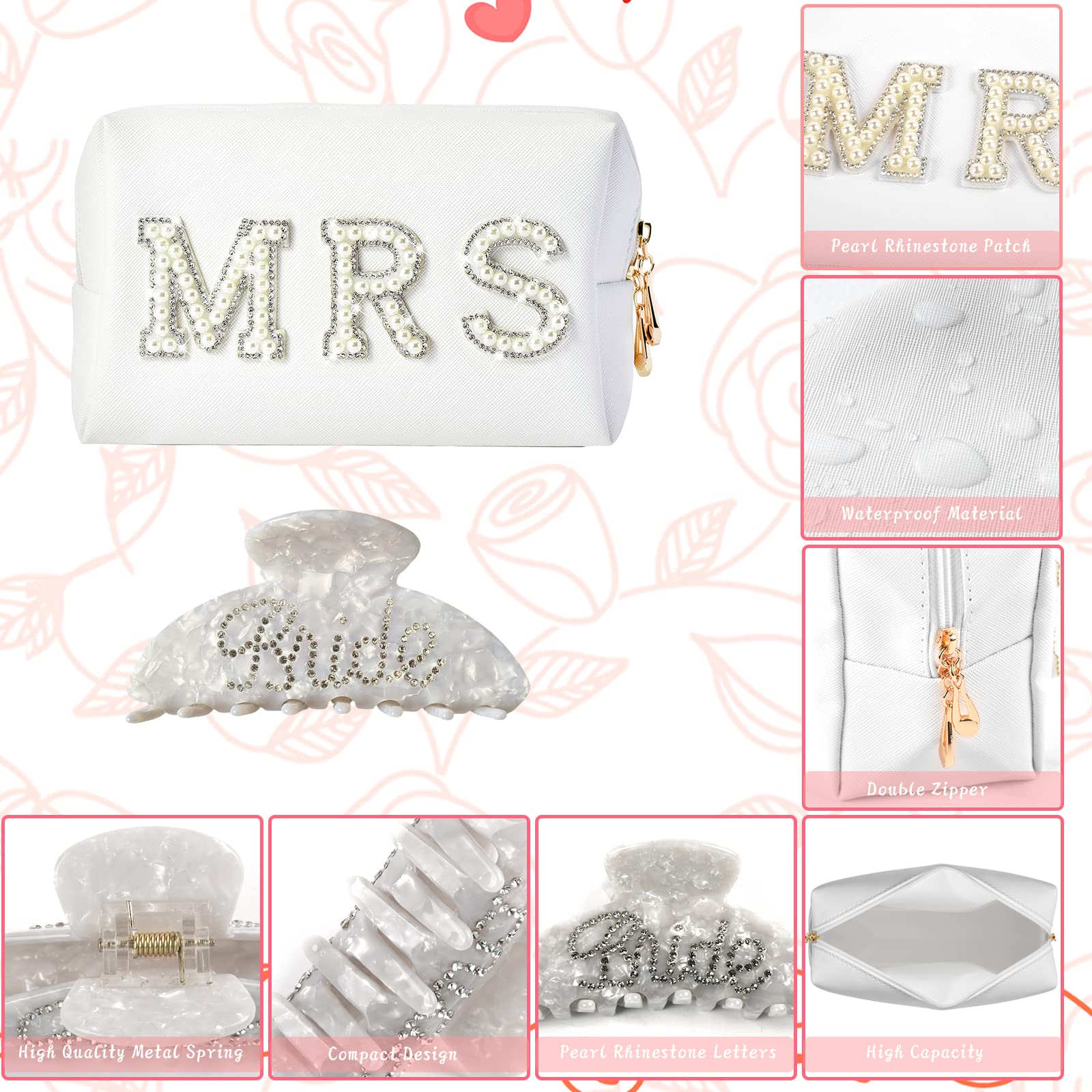 Tkifoda bride claw clip, secure grip for elegant wedding styling.