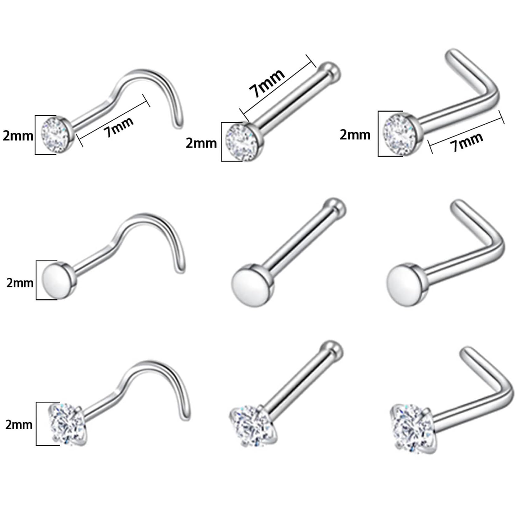 TKKUY anillos ombligo 14G en acero inoxidable