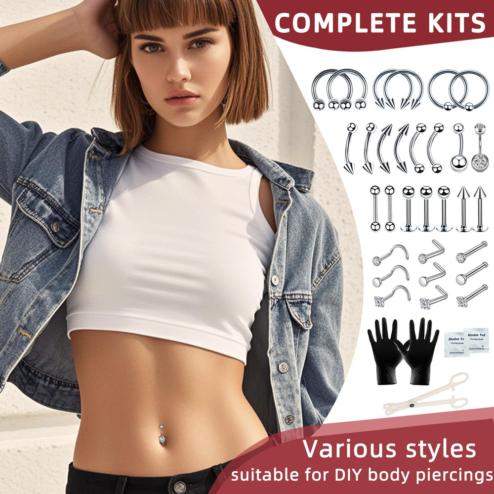 Kit de piercing TKKUY, guantes nitrilo negros para higiene.