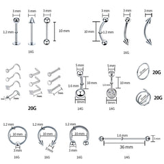 Kit de piercing TKKUY para oreja, opciones versátiles para múltiples zonas.