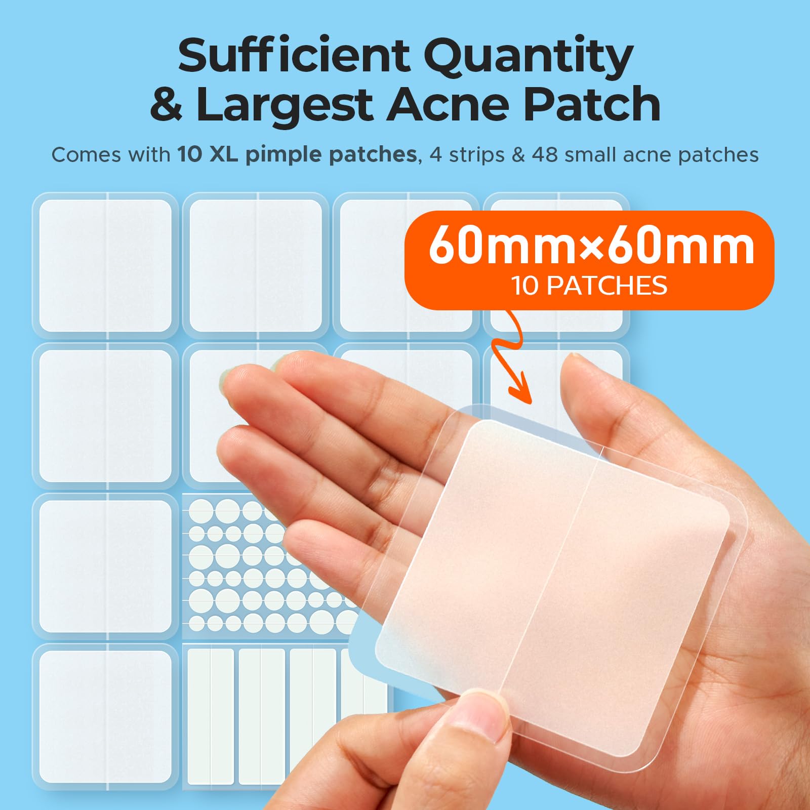 TKTK patch on skin designed for big zits, covering and absorbing overnight