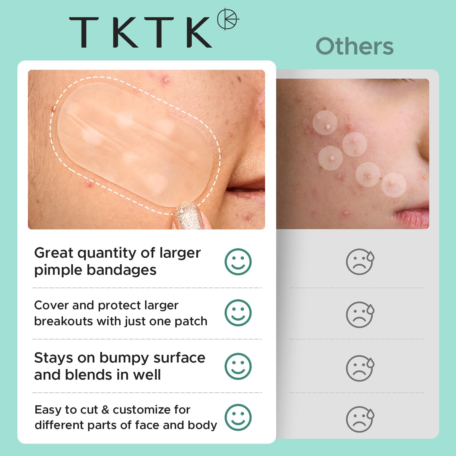 TKTK 8mm acne dot patch for small blemishes.
