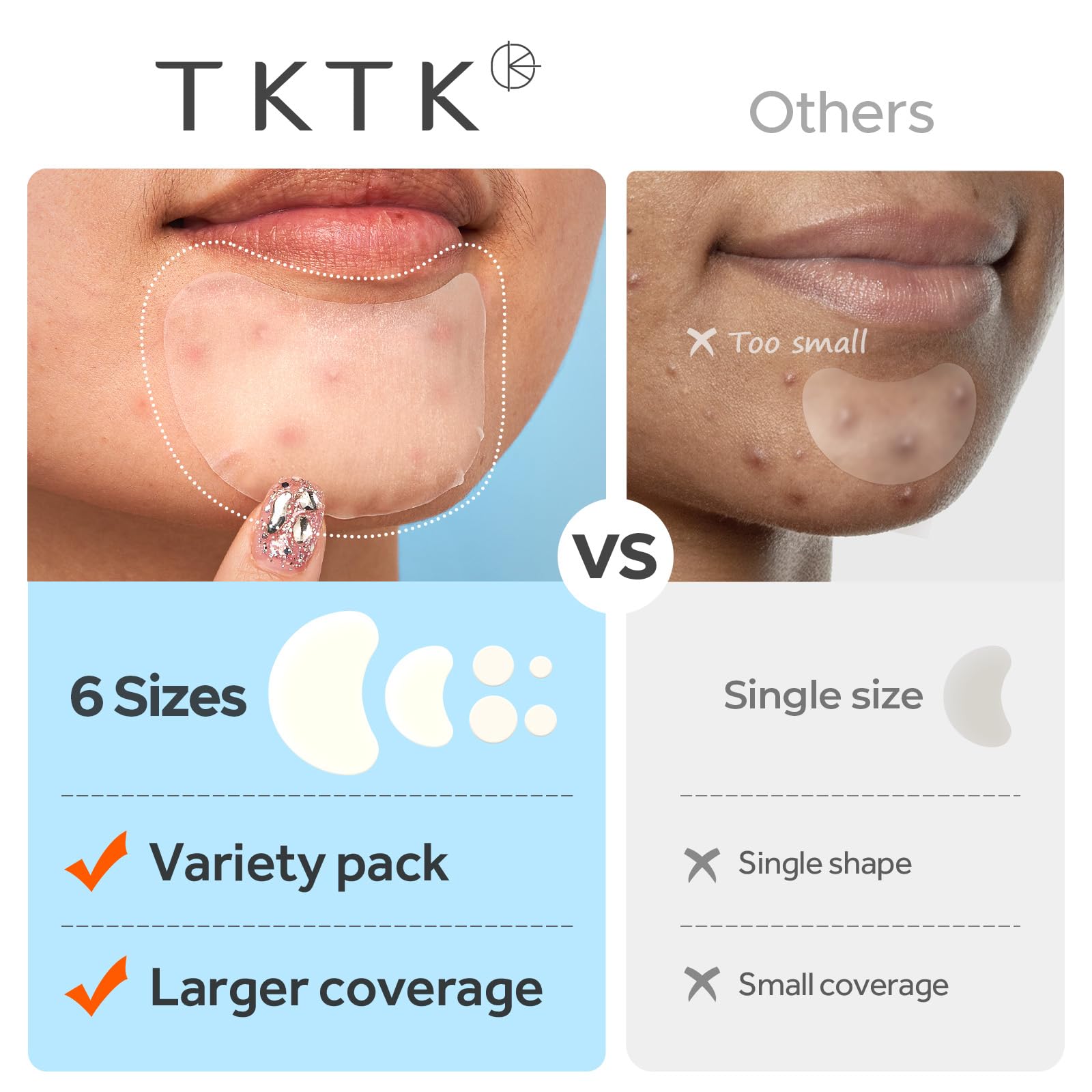 TKTK hydrocolloid core patches are odorless and fragrance-free for sensitive skin.