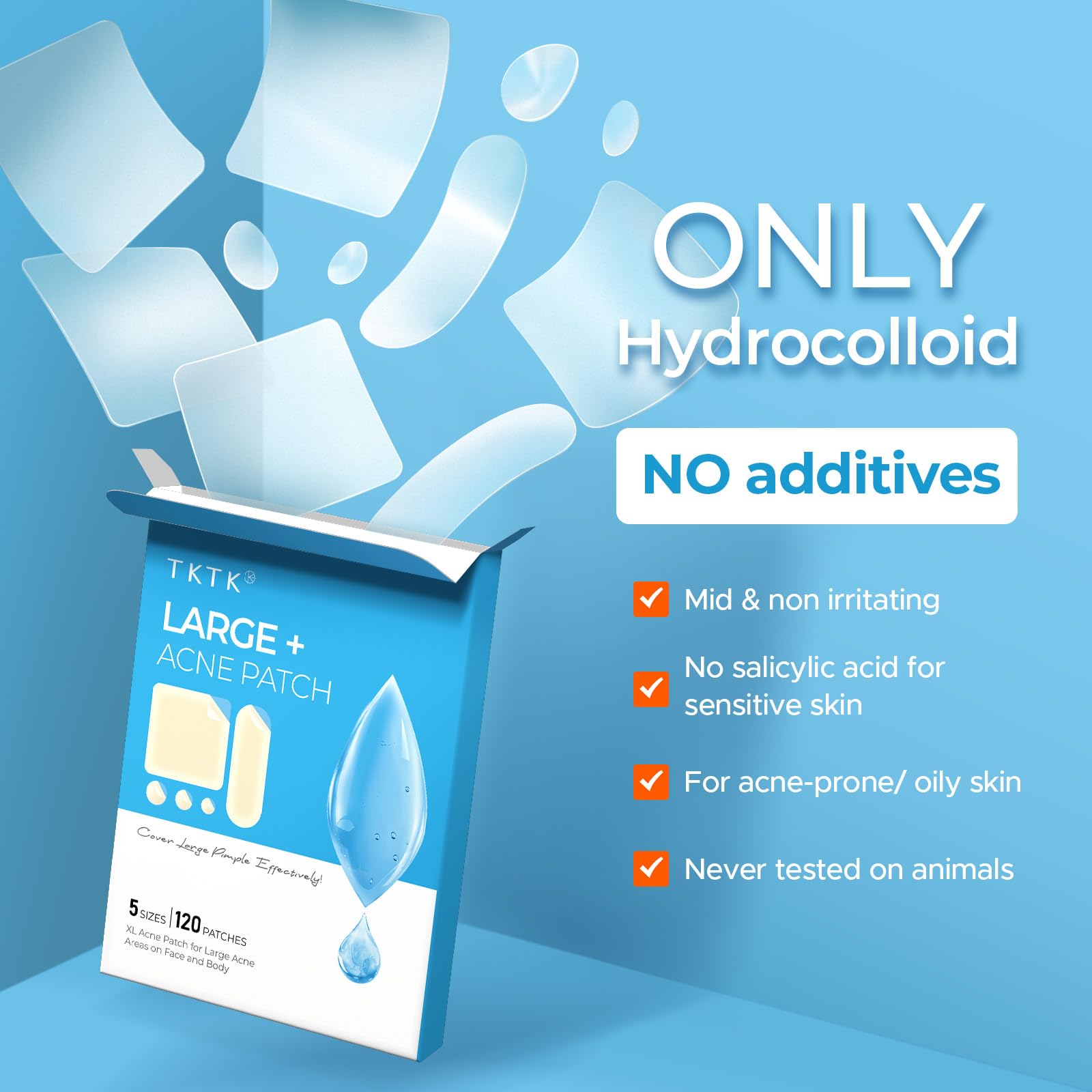 TKTK hydrocolloid patch packaging closeup
