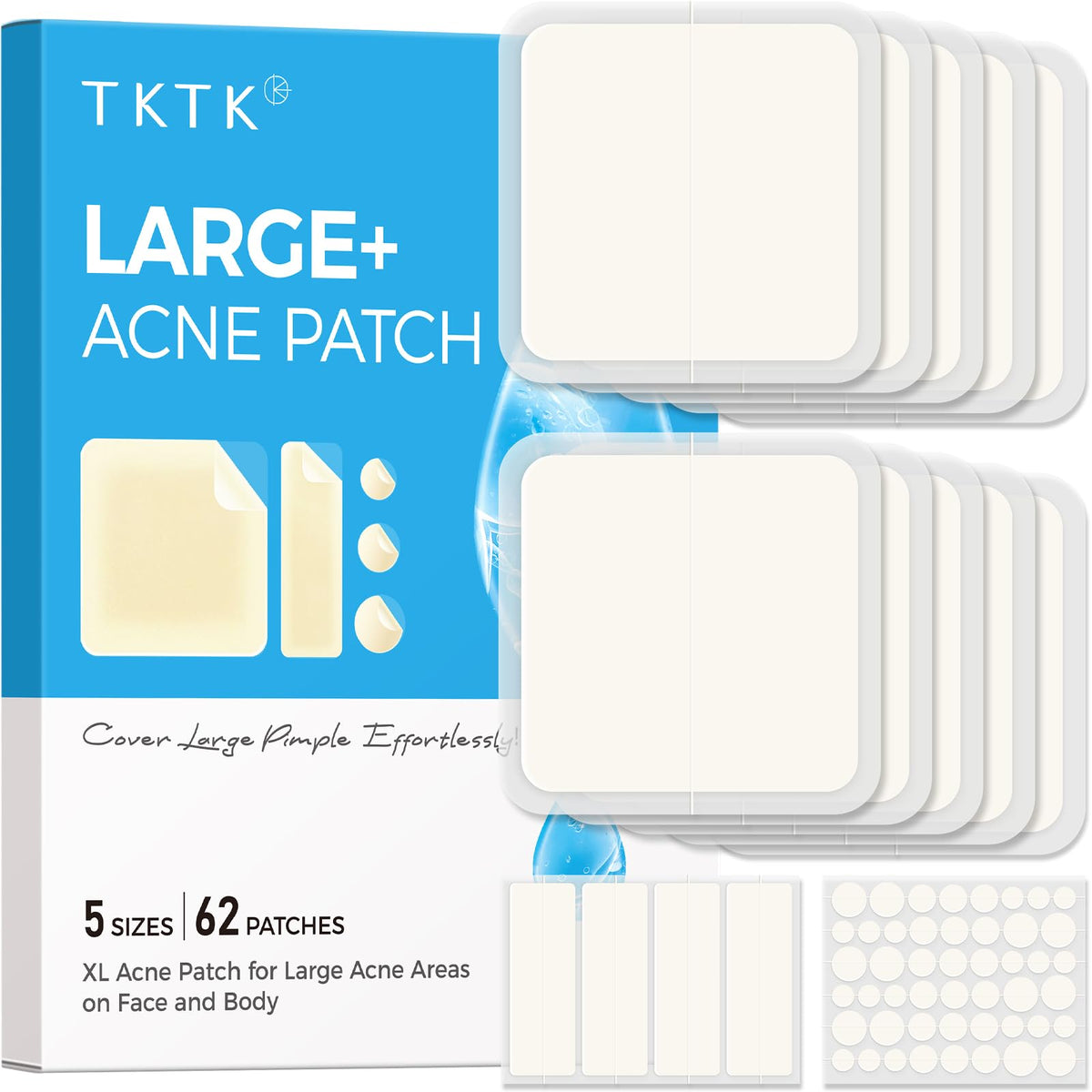 TKTK large pimple patches 60x60 xl package ready to cover large breakouts overnight