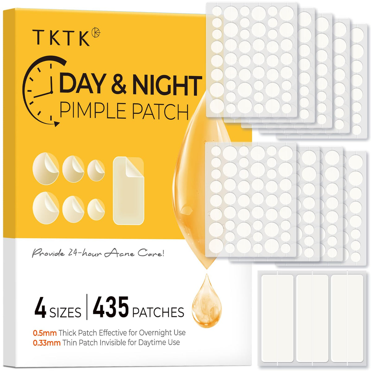 Parche TKTK para acné, uso día y noche, cubre imperfecciones discretamente.