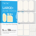 TKTK Large Pimple Patches – 124 Count, XL 60x30 mm + 45x45 mm + 8/10/12 mm Dots