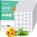 TKTK Hydrocolloid Acne Patches with Tea Tree & Calendula Oil – 4 Sizes, Clear Cover, 180 Count