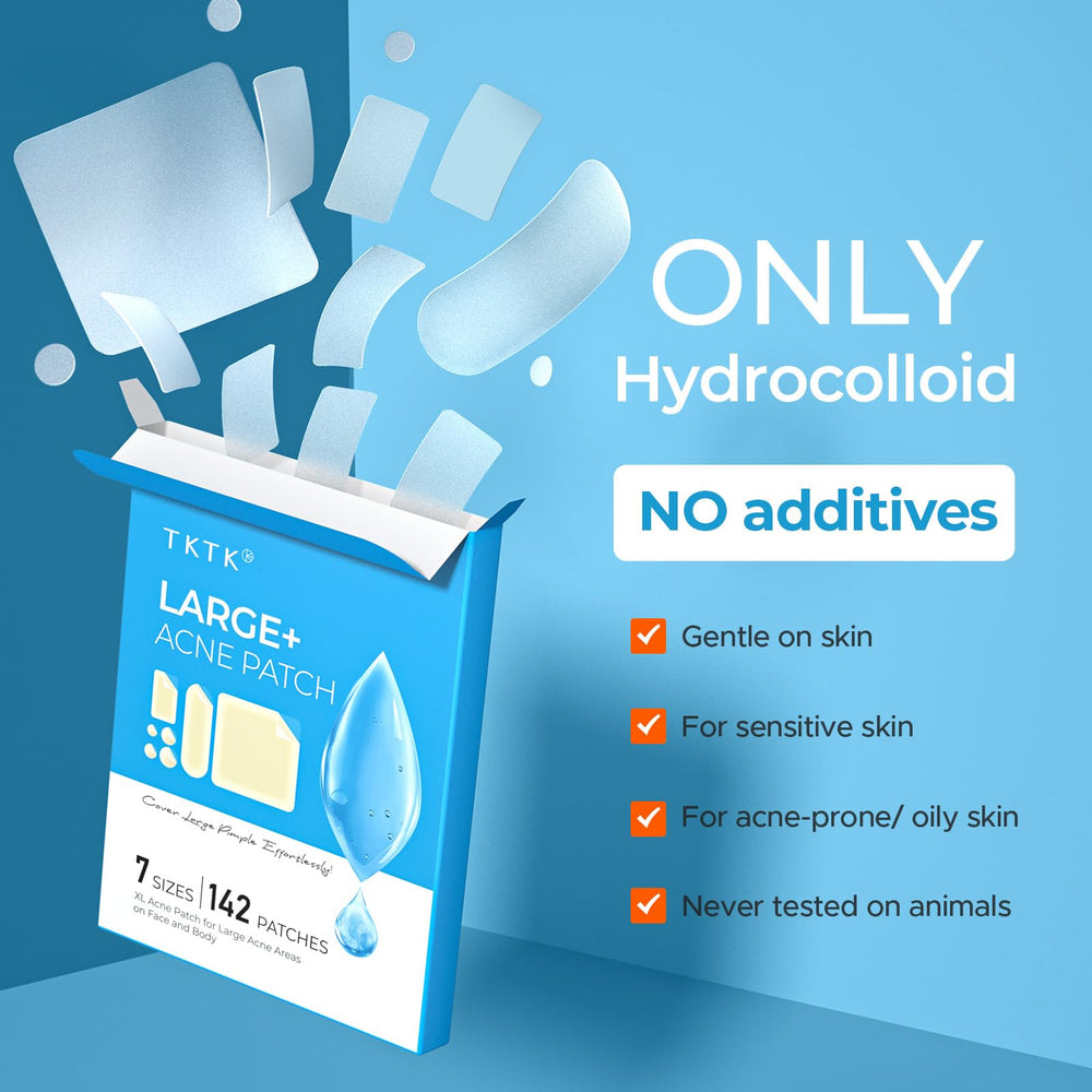 TKTK pimple patches 12mm offer bigger coverage for uneven skin.